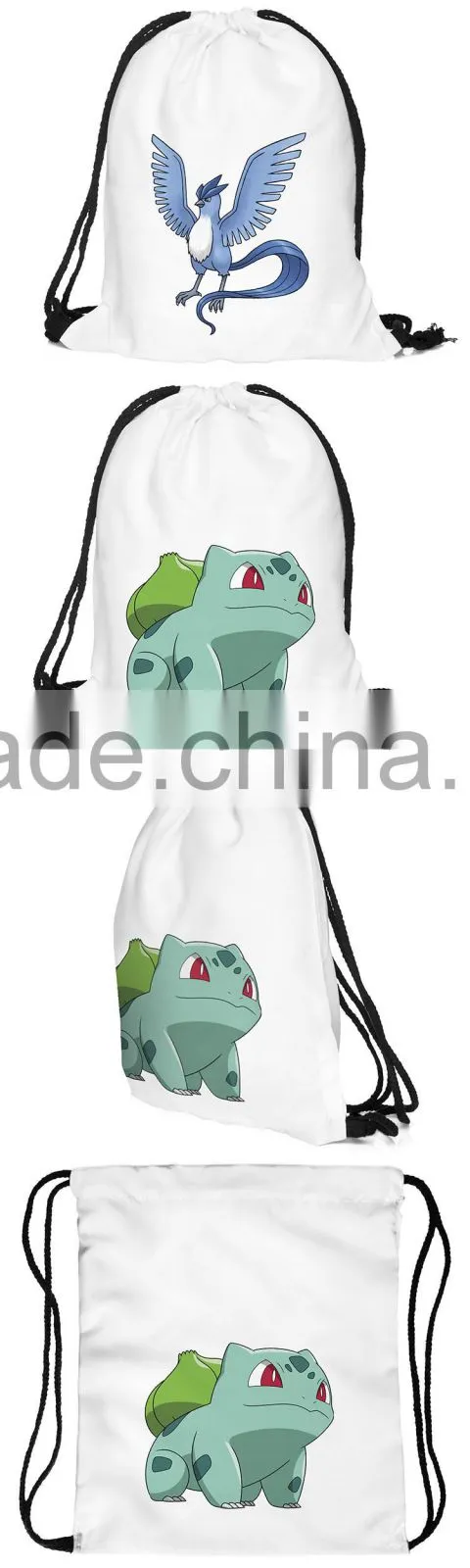 New arrive popular pokemon backpack cotton drawstring bag