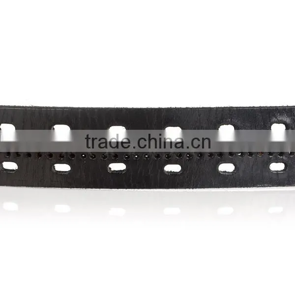 Factory Hot Sell Pin Belt Buckle Fashion Black Cowhide Italian Leather Belt Men