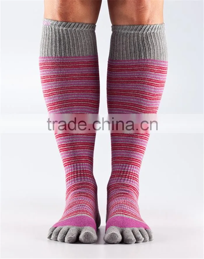 knee high cotton toe women five fingers socks