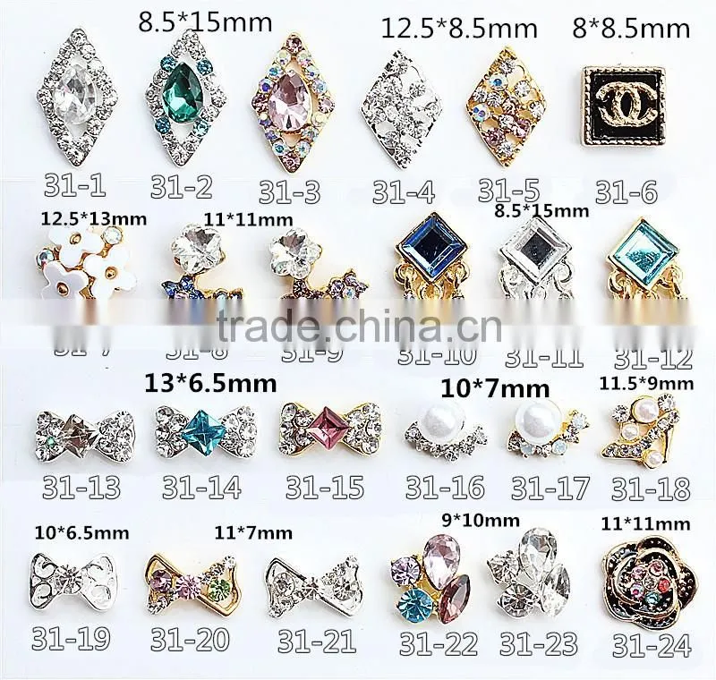 small pearl rhinestone diamond flower square shape bling bling nail jewelry