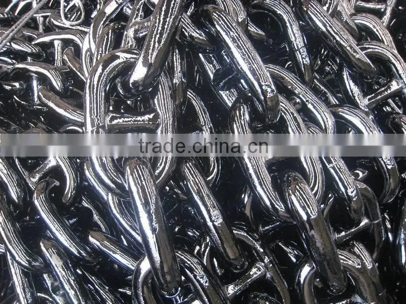 black painted ocean mooring anchor chain
