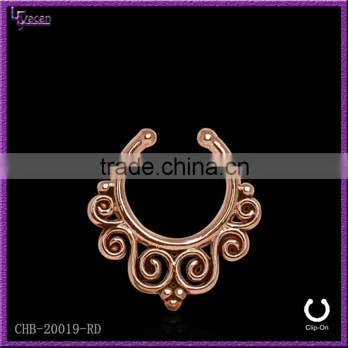 Tribal Swirls flower indian fake nose ring