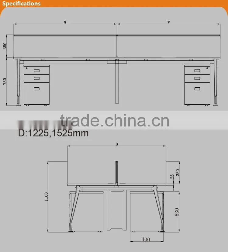 Modern wooden open 4 person modular cubicle modern office workstations