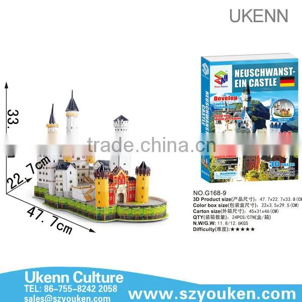 2015 Halloween Castle diy intelligent toys 3d paper jigsaw puzzle