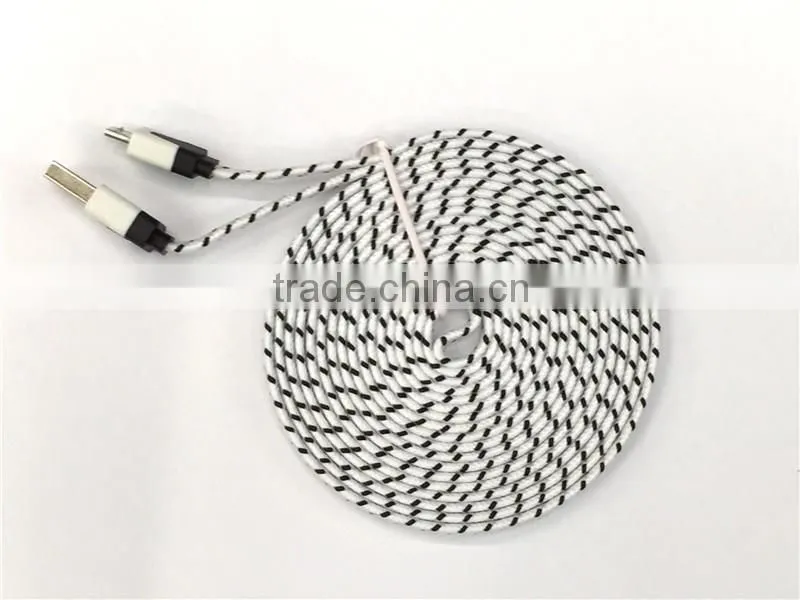 Mobile phone accessory micro data cable colorful weave usb cable