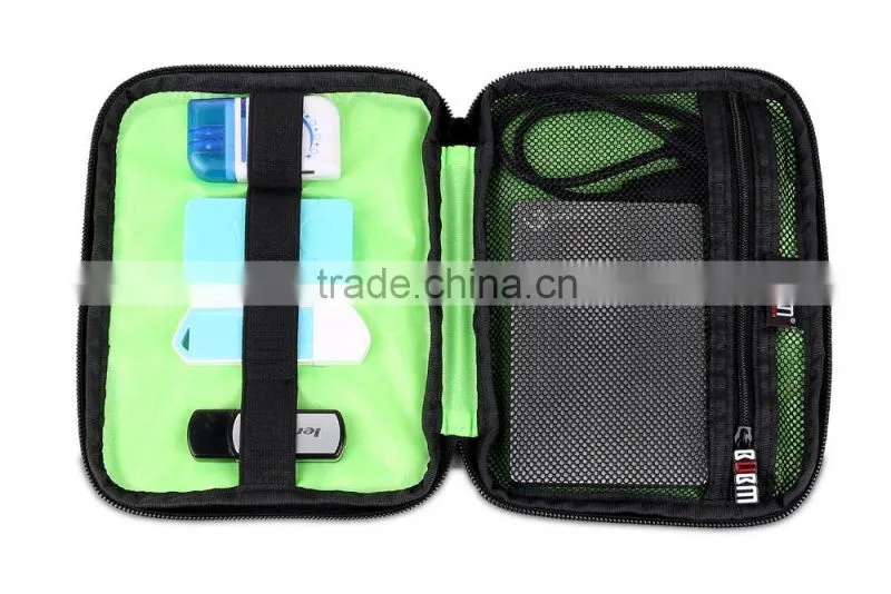 Waterproof Nylon black protablet charging cable bag whit travel