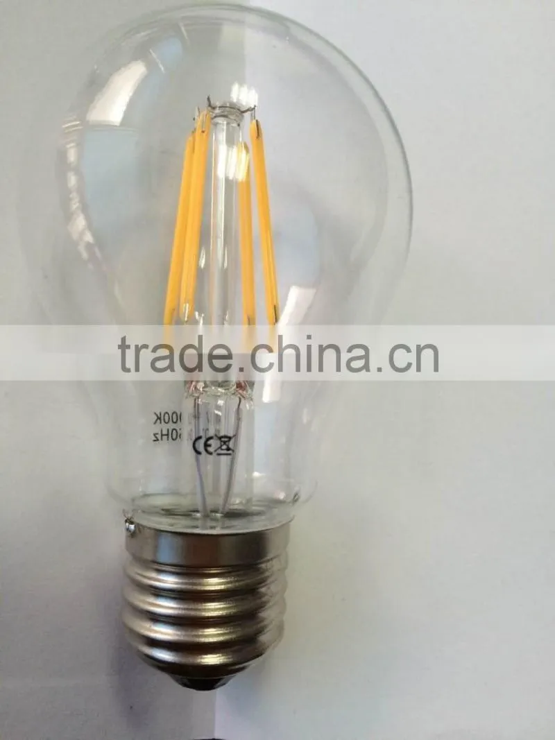 4w a60 e27 clear glass led bulb filament