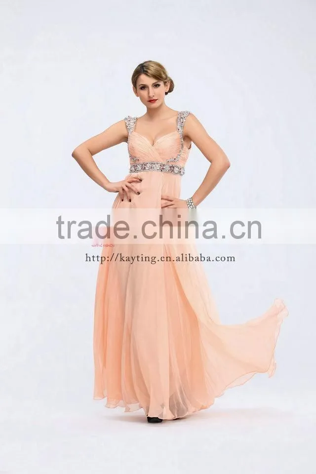 Elegant sleeveless beaded dark V backless evening dress new