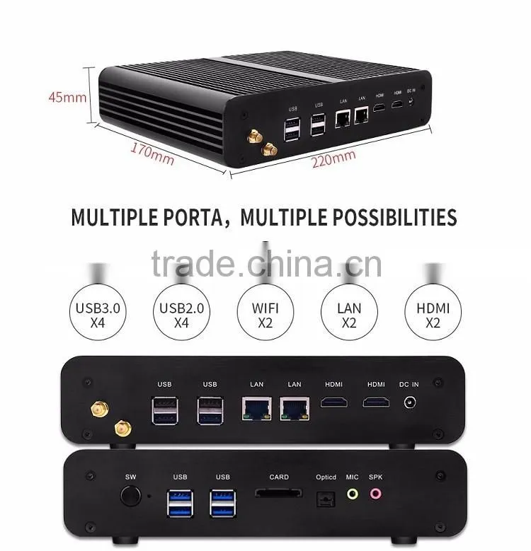 Intel core i7 4500u mini pc dual lan fanless desktop