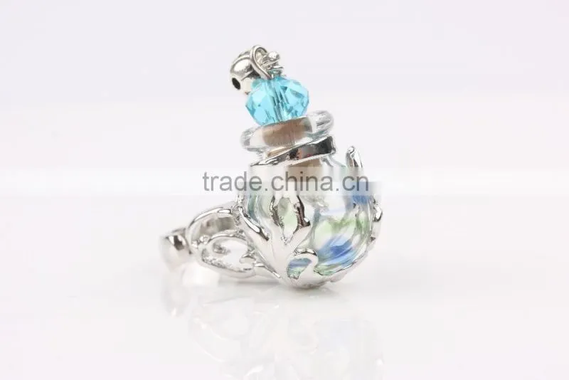 Wholesale Stripe Clear Mini Glass Bottle Fragrance Perfume Ring Essential Oil Rings for Women