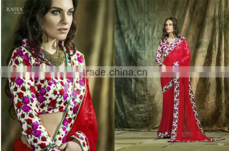 Bordered Embroidery Worked Elegance Designer Sarees