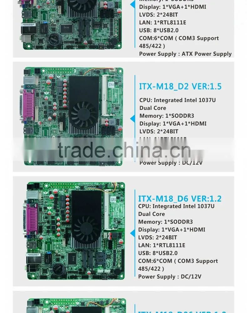 x86 embedded motherboard OEM/ODM motherboard with integrated processor
