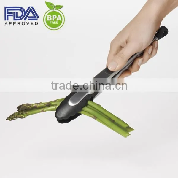 11 Inch Novelty Silicone Locking Kitchen Tong With Stainless Steel Handle