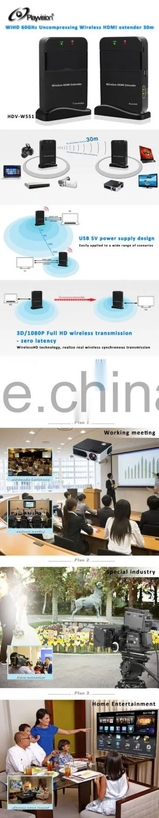 Factory price 60Ghz Wireless extender HDMI Wireless balun Transmitter and receiver