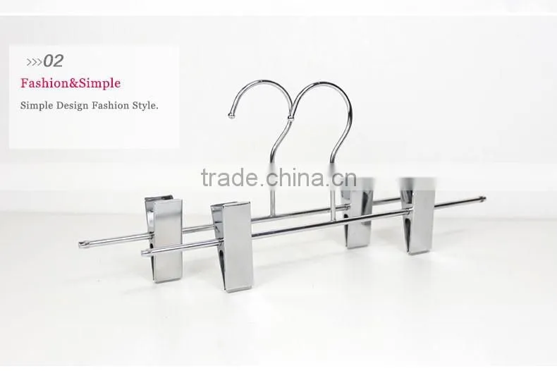 New Design Beautiful Silver Color Metal Pants Hanger with clips