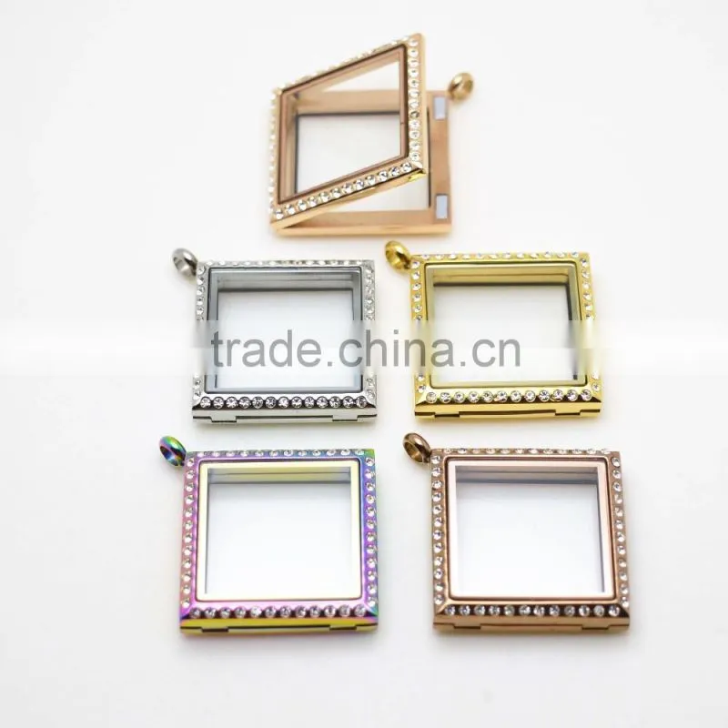 colorful crystal lockets floating charm