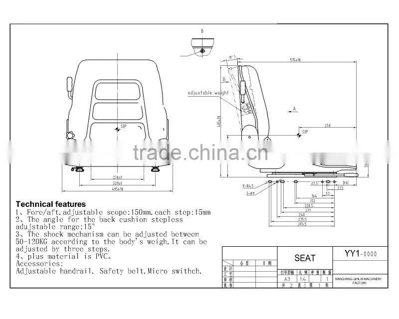 Universal Linde Forklift Seat for Europe Market