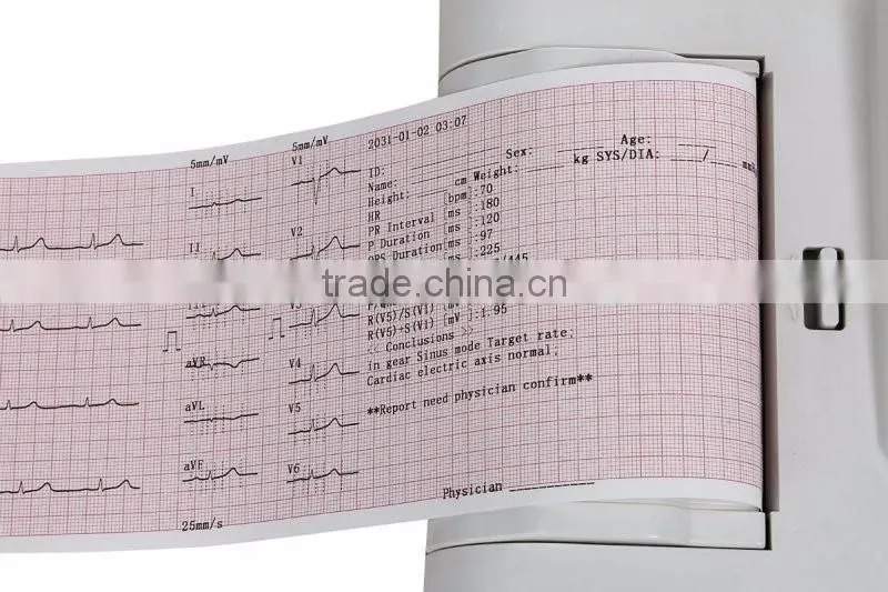 CE &ISO13485 OEM design Standard 12 leads Touch Screen Digital 6-channel Electrocardiograph