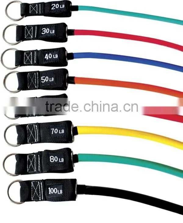 Fitness premium resistance bands set with 5 heavy duty bands, door anchor, 2 ankle straps