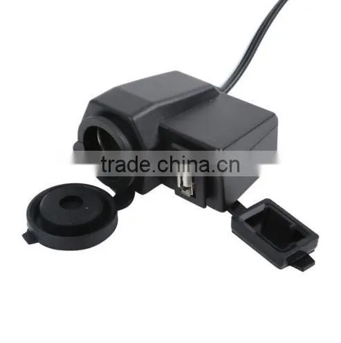 Motorcycle Cigarette Lighter Power 12V Waterproof USB Outlet Socket