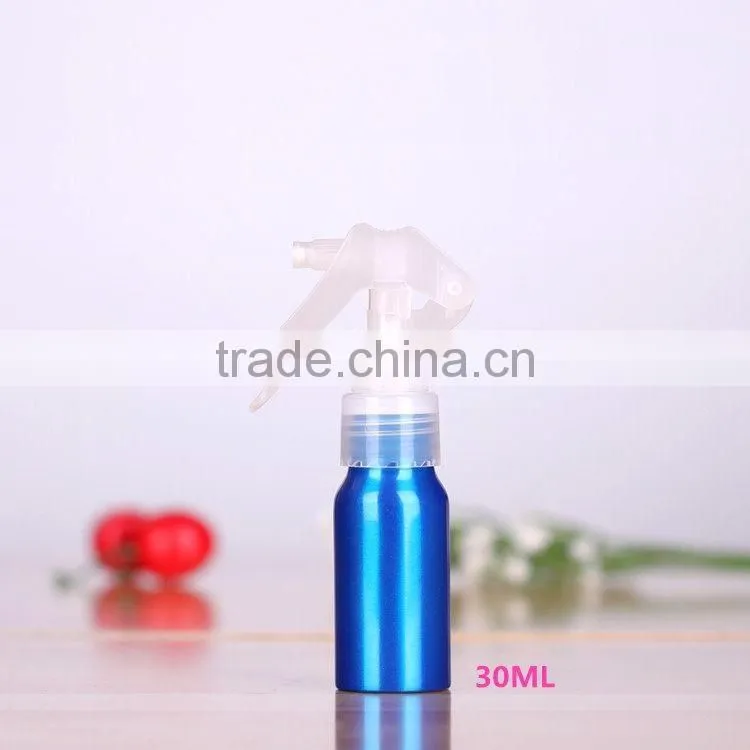2017 Wholesale 30ml-500ml blue aluminum perfume bottle trigger spray aluminum bottle for cosmetic packaging