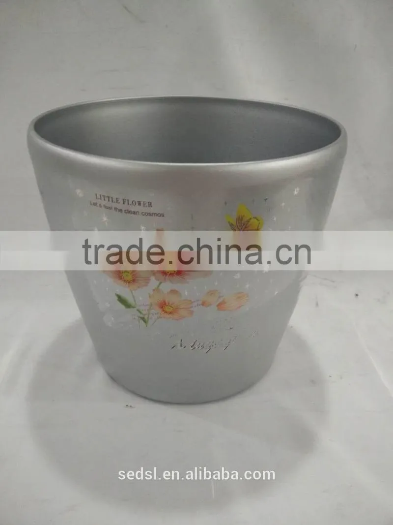 plastic self watering garden printed flower pots