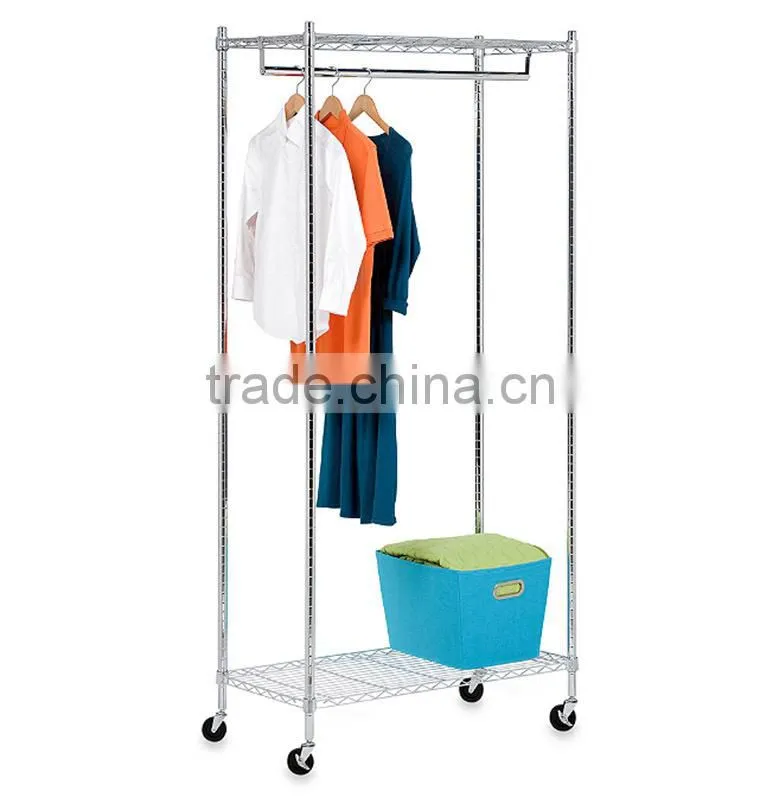 Storage rack with clothes hanger rack