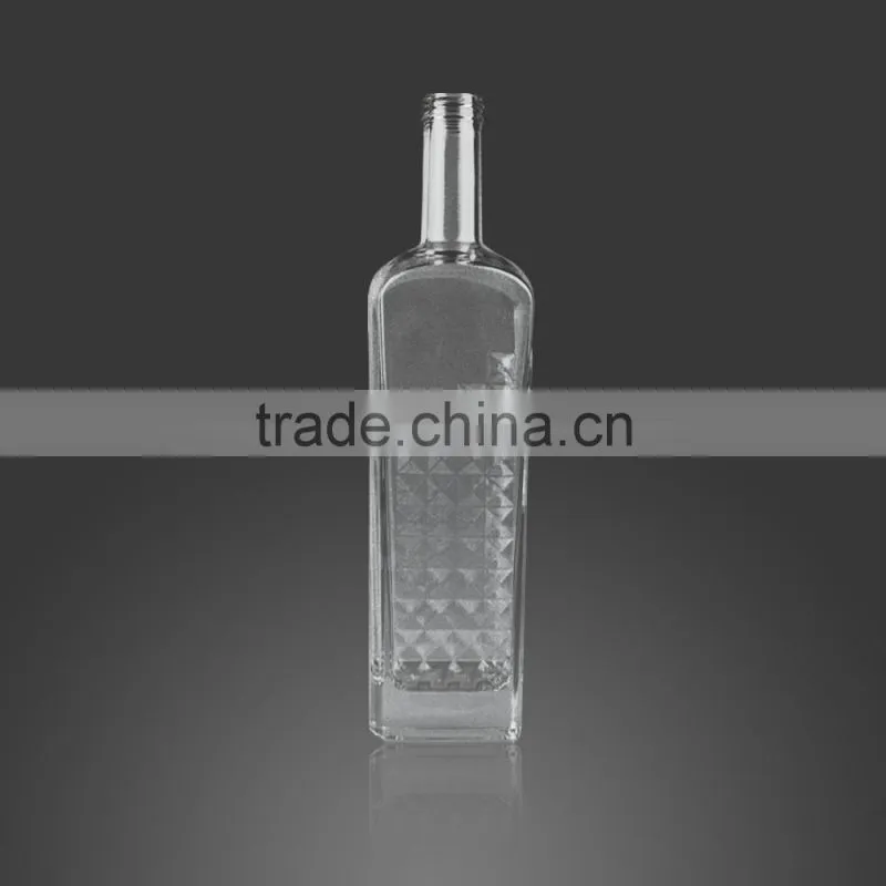 375ml Fancy Crystal Clear Whisky Bottle, Premium Glass Bottle wholesale for Liquor