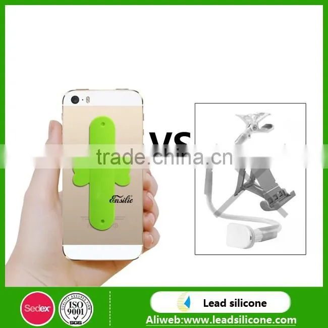 Hot sells custom logo 3M sticky one touch u silicone mobile stand