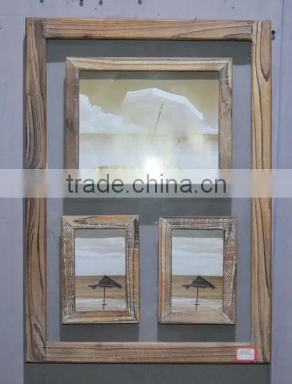 decorative antique multi openings wooden tempering glass photo frame