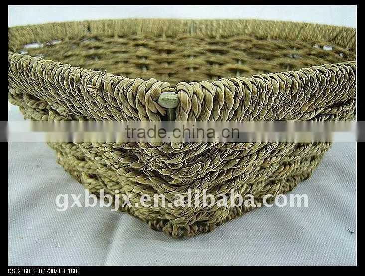 Heart shaped seagrass storage basket set of three