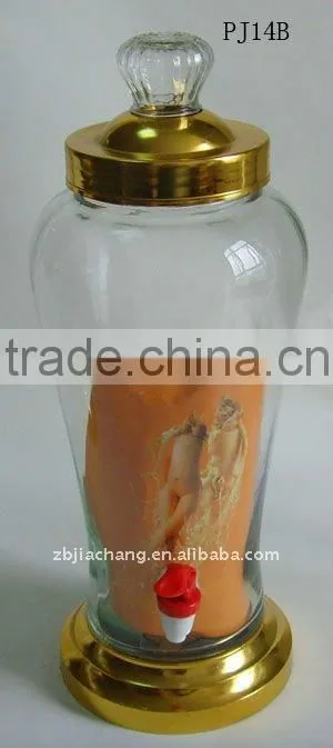 4L glass wine container with metal rack PJ14B