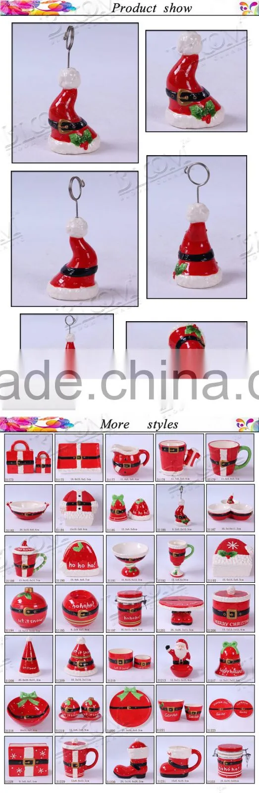 christmas hat decoration ceramic name card holder