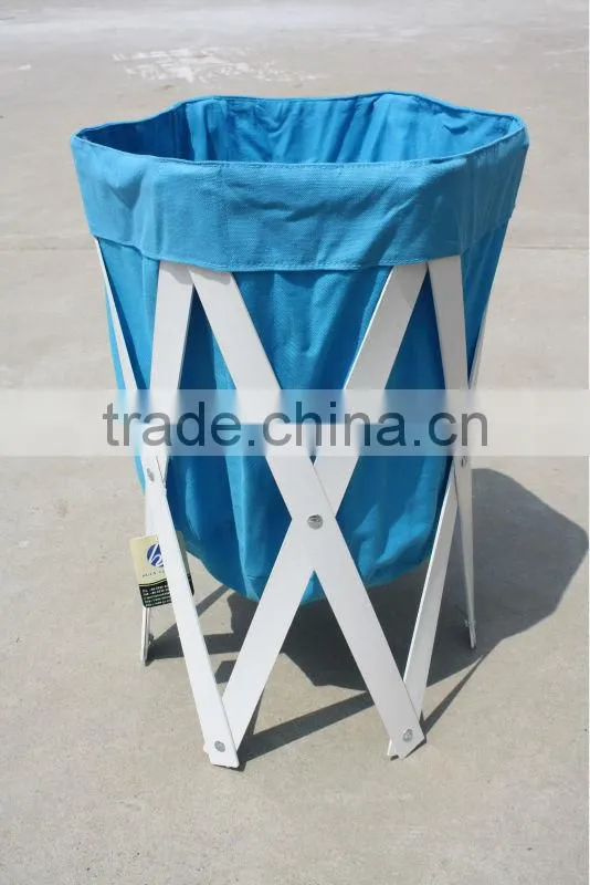 Wood laundry hamper fold