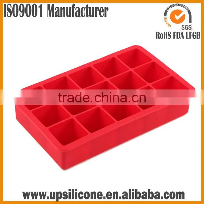 BPA Free Square Shaped large 15 cubes silicone ice tray