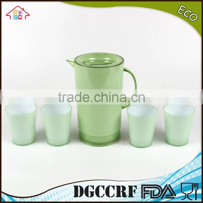 NBRSC set of 5 pcs plastic ps cold water kettle double layer drinking tea pot pp water jug with cups