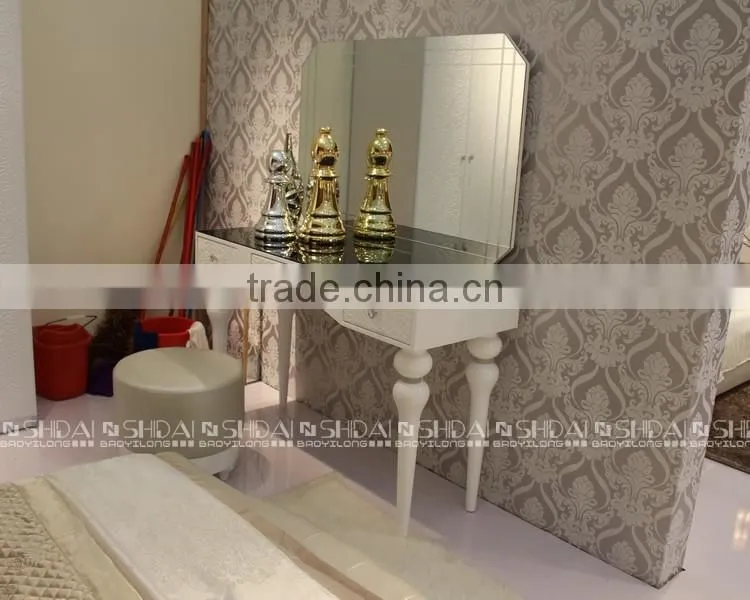 High end black glass top new classical dressing table LV-T801