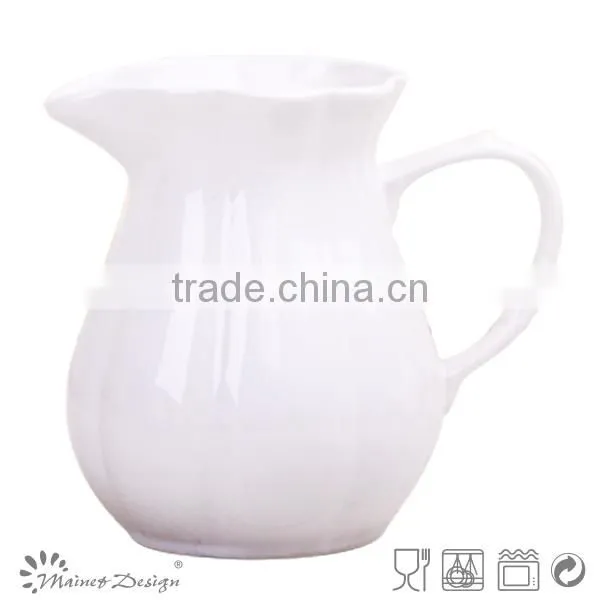 Hot selling Delicate Emboss Stoneware Houseware Ceramic Pitcher