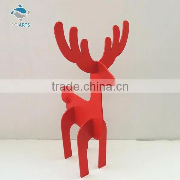 Lovely design home decoration red animal wood carving crafts
