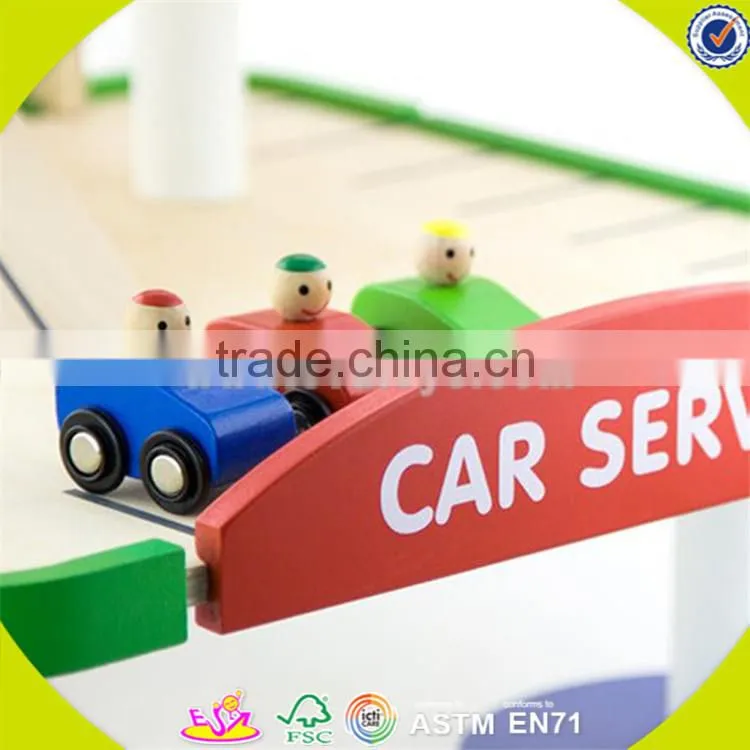 Wholesale fashionable children wooden parking lot toy funny wooden parking lot toy role play wooden parking lot toy W04B021