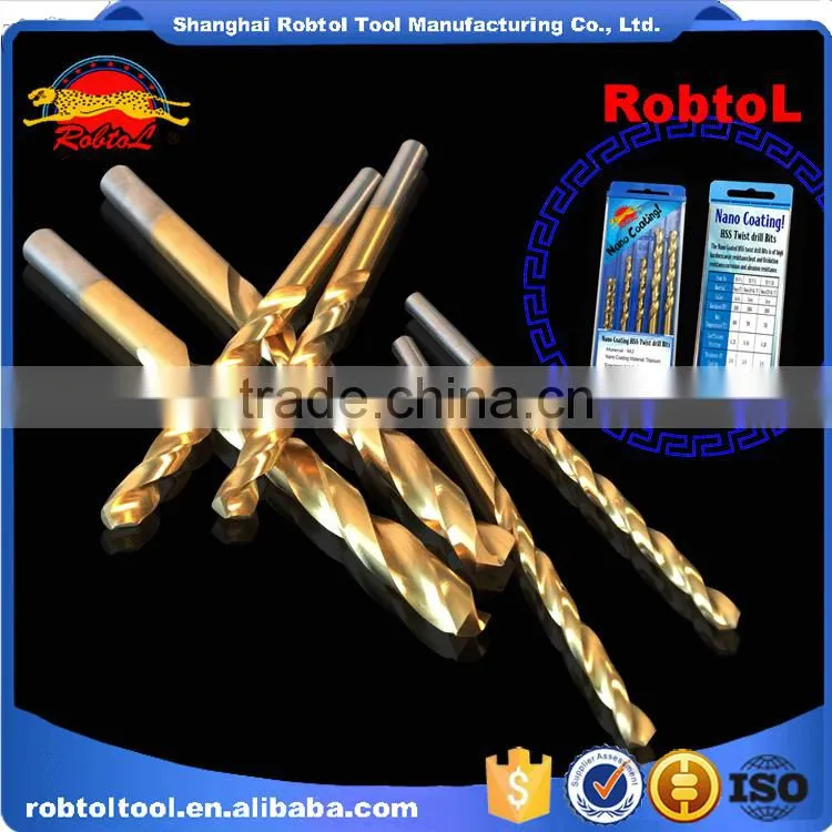 6pcs nano titanium coating straight shank Hss Twist Drill Bits Cobalt Fully Ground Bright Finish drilling Metal Forged Alloy