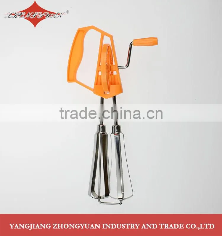ZY-C1021 10" Classic Rotary kitchen whisk tools stainless steel egg beater with pp handle