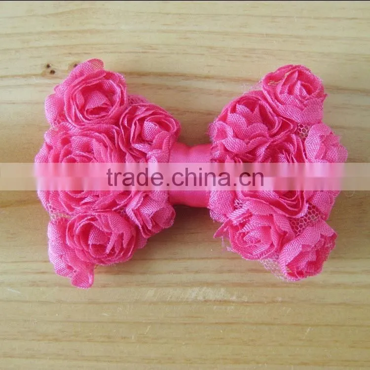 shabby bow flower clip for kids hair accessories
