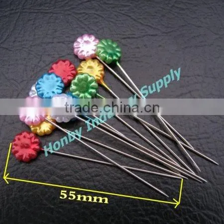 Wholesale 55mm flower shape pearl colors stick pin for craft