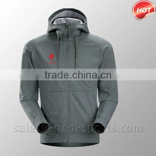 2014 Low MOQ custom fashion grey crewneck sweatshirt with pockets