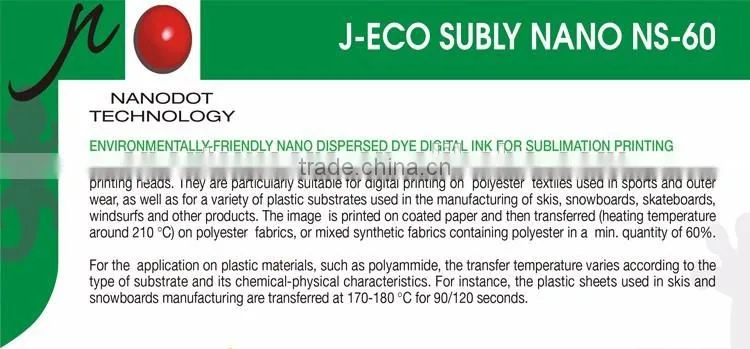J-teck J-next J-ECO Subly Nano NS 60 200 M Dye Sublimation Ink