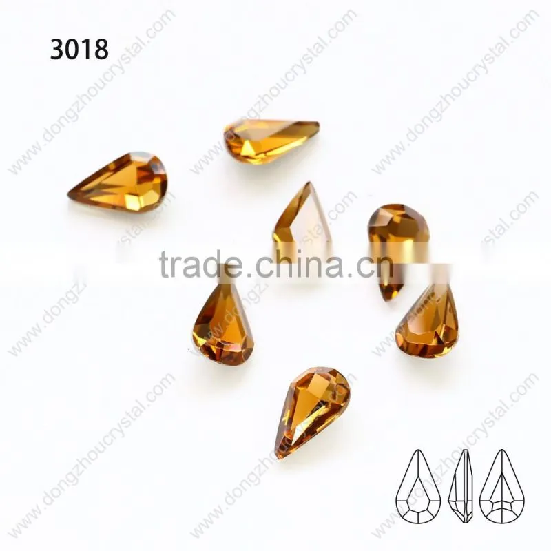 K9 crystal smoke topaz tear drop point back chaton stone jewelry glass stone