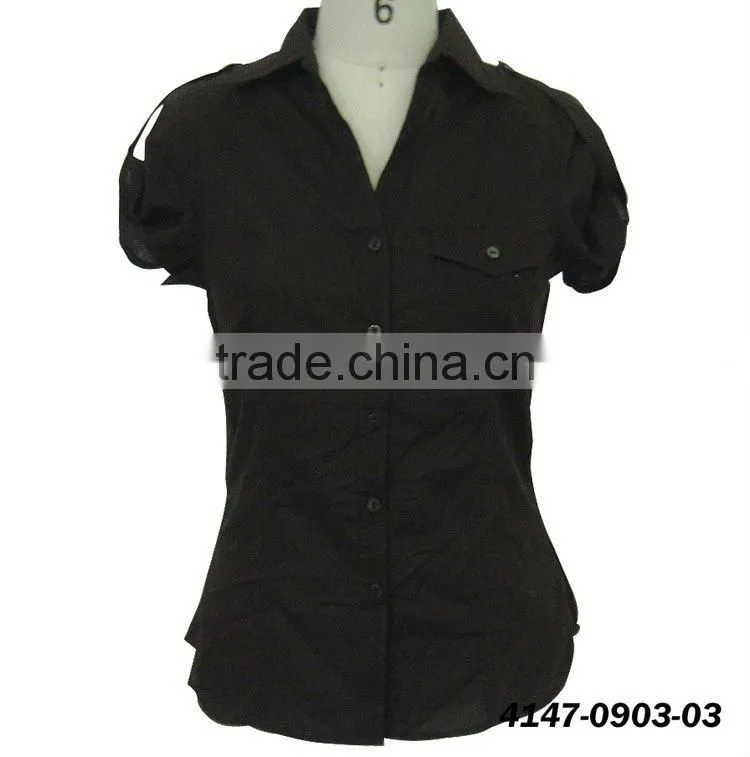 Lady Pocket Casual Blouse women's garment