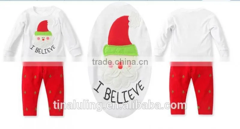 Fashion Lovely and Cute Santa Claus Pattern Clothing sets for girls Childrens boutique clothes
