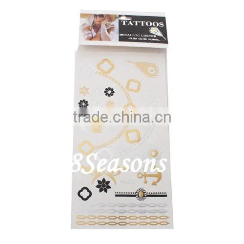 Hot Fashion Snowflake Pattern Gilding Water Transfer Printing Waterproof Paper Temporary Tattoos Sticker